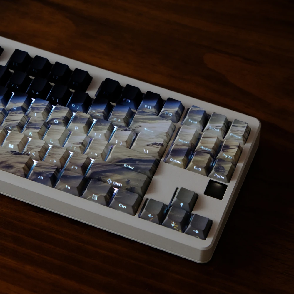 136 Keys Backlit Earth Keycaps Cherry Profile Side Light Transmission Keycap For MX Keyboard F75 F99 RK84 GMK67 GH60 Wooting