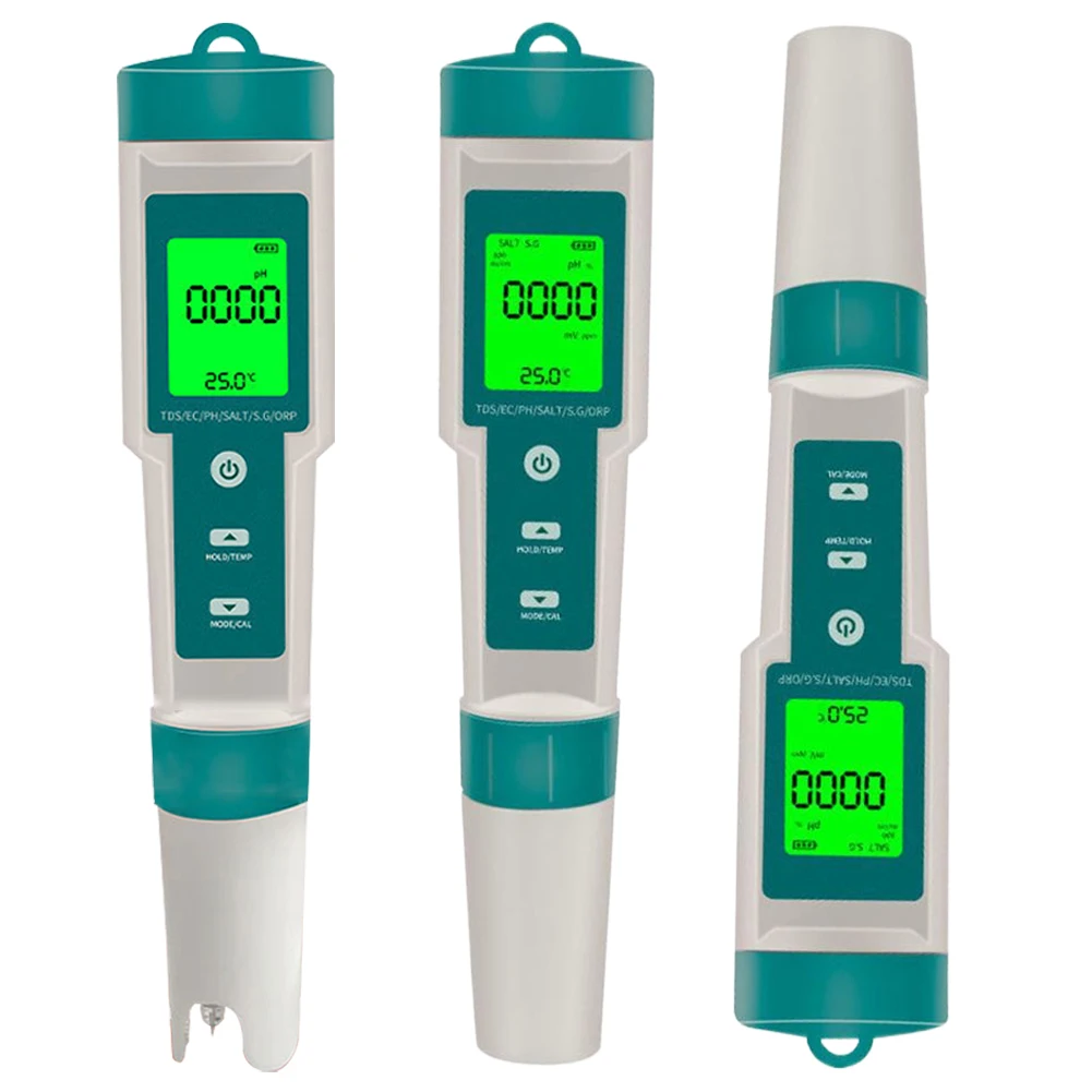 7-in-1 水テスターデジタル PH テスター高精度水分析器 LED ディスプレイ PH/TDS/EC/SG/ORP/塩分/温度計水耕栽培用
