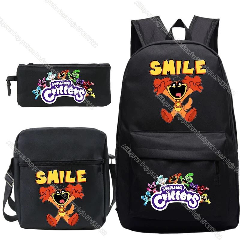 Sac à Dos Smiling Anime Étanche pour Enfants, Cartable Catnap pour Garçons et Bol, Cartable pour Livre, Cadeau pour Enfants, 3Pcs