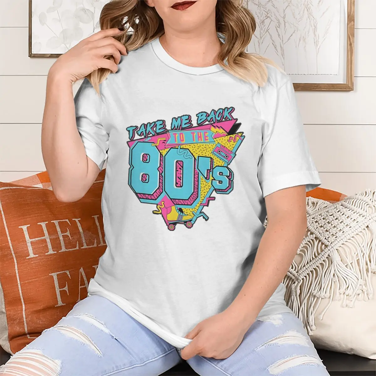 80s Outfit for Women Take Me Back To The 80's Shirt Vintage Crew Neck Tops Tee for Women Party Gift Women Clothing