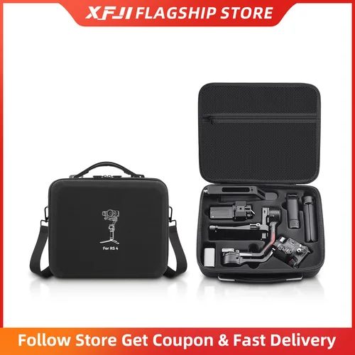 Imagen 1 del producto XFJI-Bolso de hombro con caja de almacenamiento antipresión, Estuche de transporte rígido de nailon, Maleta para DJI Ronin RS 4, estabilizador de cardán Combo