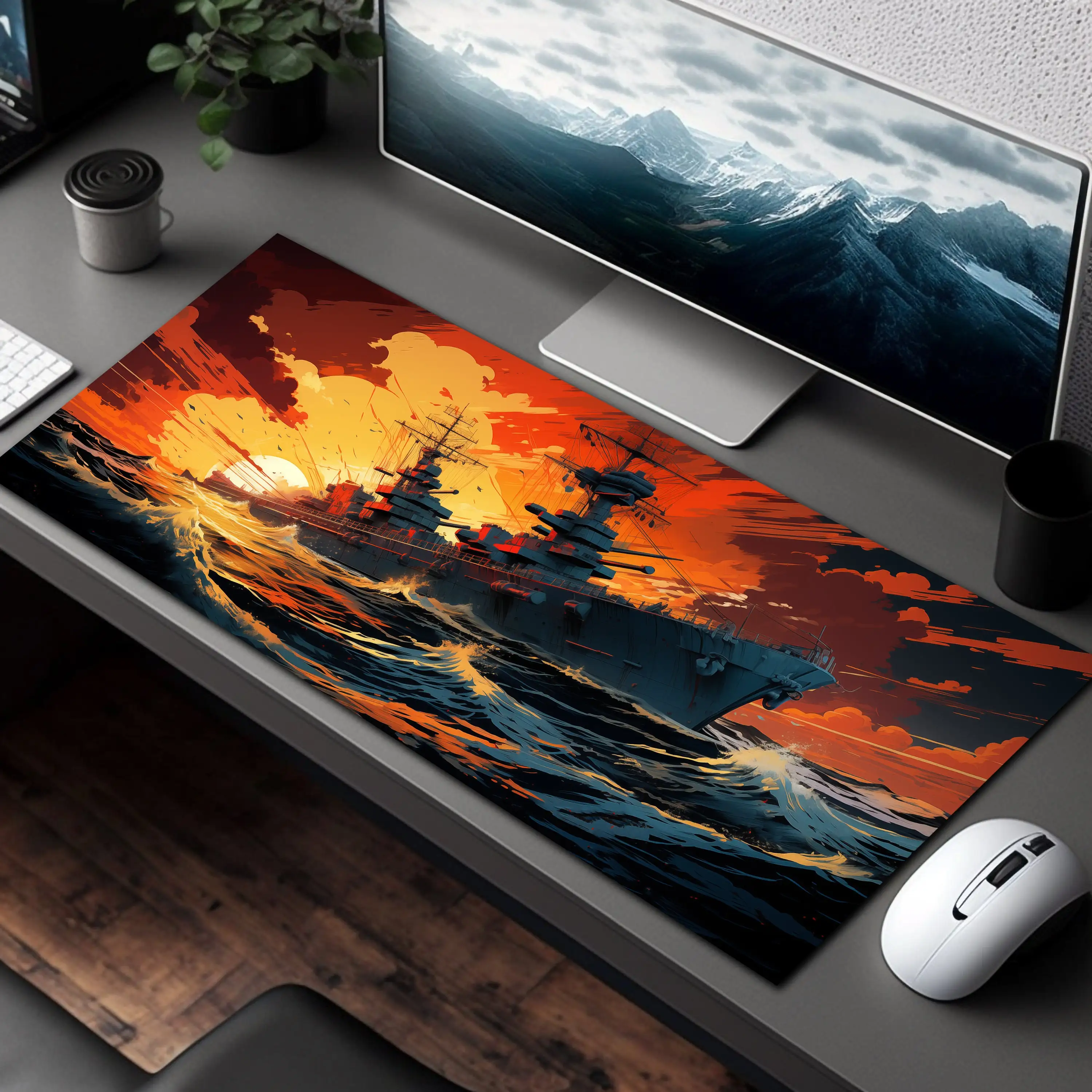 World War II Ship Mousepad,non-slip Waterproof Gaming Mouse Pad,office Gaming Table Decorative Mat,the Perfect Gift for Friends.