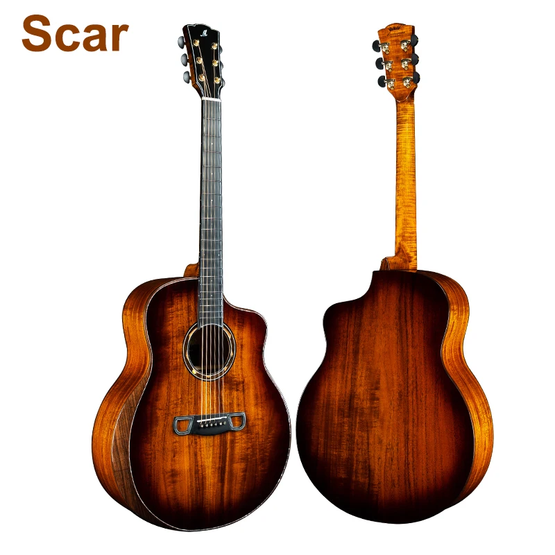 Merida 41inch Guitar Solid Spruce Deep Throat & Scar & Sadhu Series Solid Wood With Bag