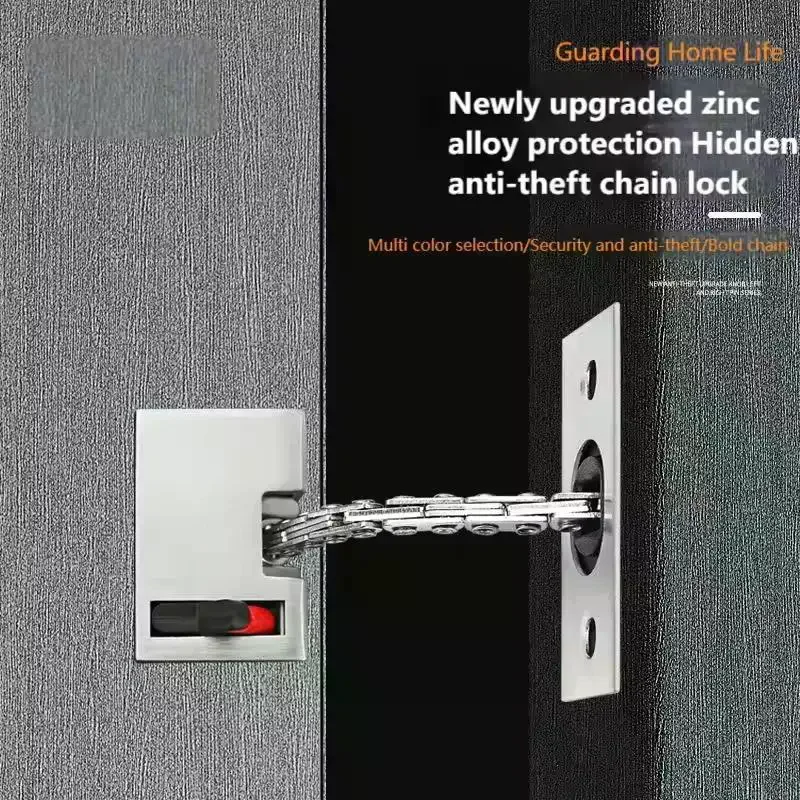 Zinc Alloy Hidden Security Door Chain For Hotel Bedroom Door Latch Anti-theft Door Lock Kids Protection Lock Hardware