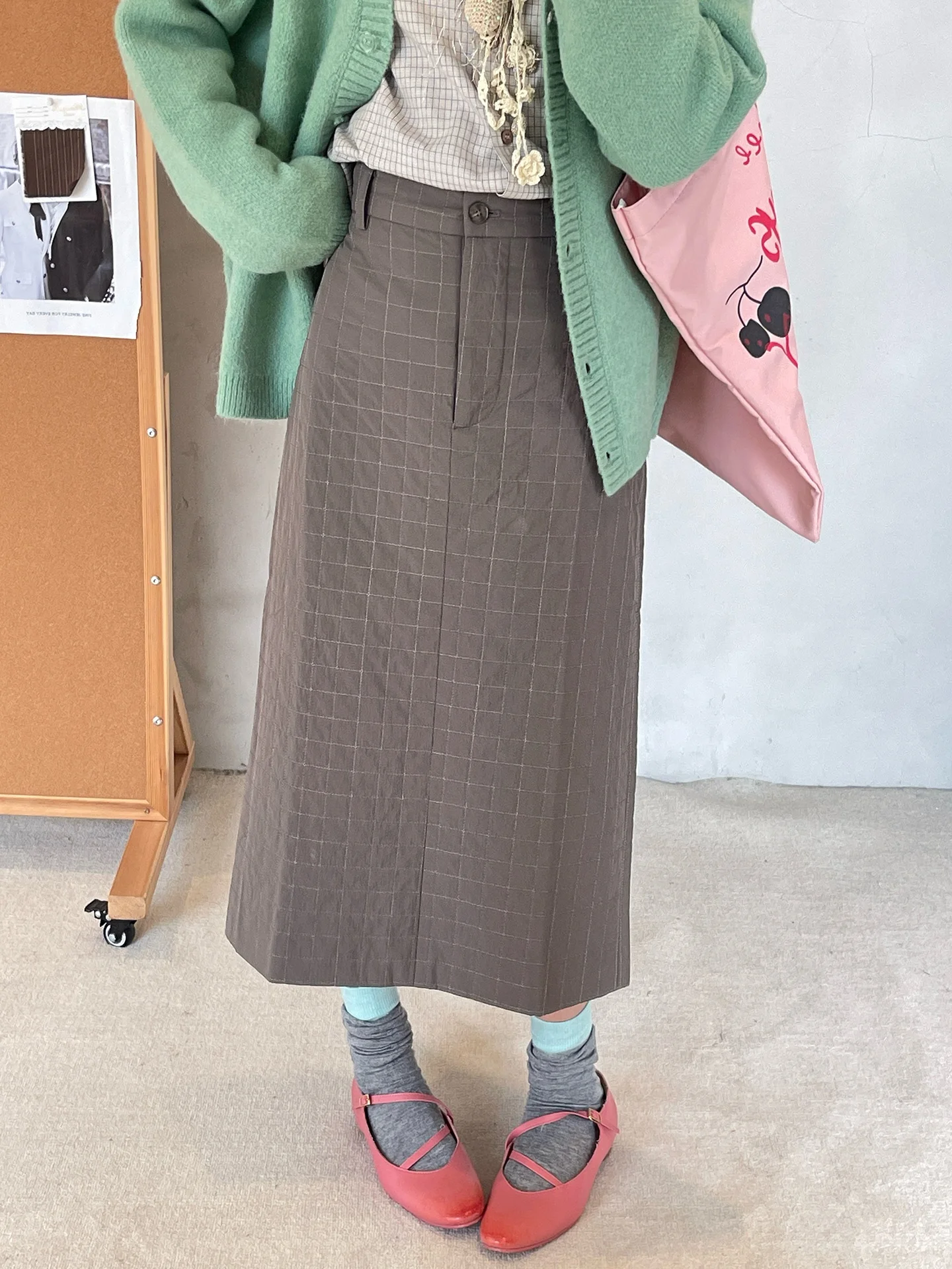 

Юбка миди в клетку 5Aether Haze, повседневная, с высокой талией, из полиэстера, прямого кроя, для ежедневной носки, женская