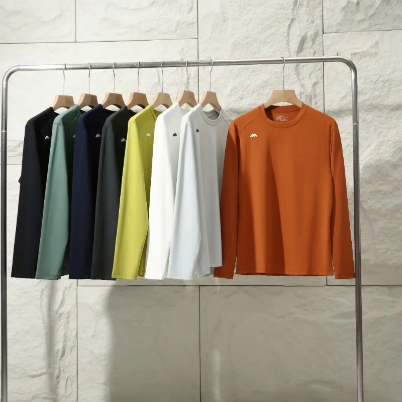 

Повседневная дышащая футболка с длинным рукавом и круглым вырезом, цветная, для активного отдыха, удобная, базовый слой, для молодежи