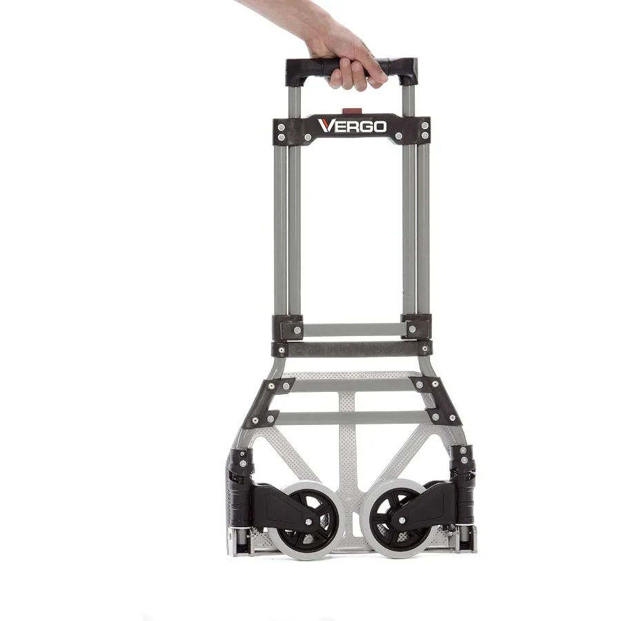 Vergo Industrial 100ポンド容量 パーソナル折りたたみハンドトラック ドリーカート 伸縮ハンドル付き 軽量アルミニウム製 折りたたみ式 C