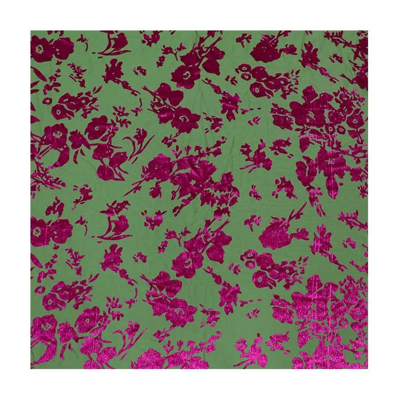 Woven brocade viscose velvet polyester-polyester semi-bright silk rotted flower and burnt fabric for nightdress cheongsam skirt