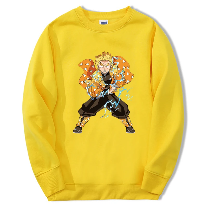 

2024 Hot Japanese Anime Demon Slayer Hoodies men women Zenitsu graphic Manga sweatshirt Fashion Fleece Crewneck Clothes Pullover