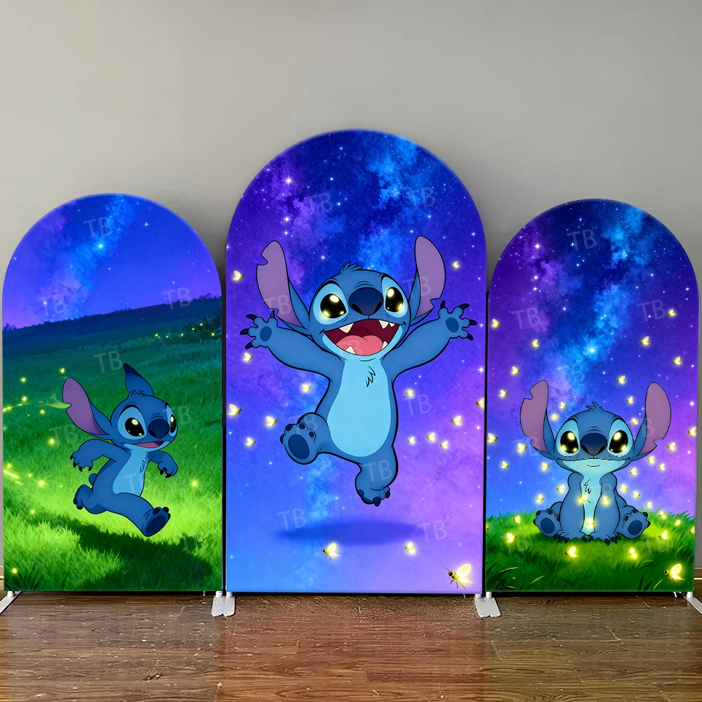 

Disney Licensed Stitch Starry Theme Arch Backdrop Cover Kids Party Decoration Photo Booth Props Festive Background Supplies