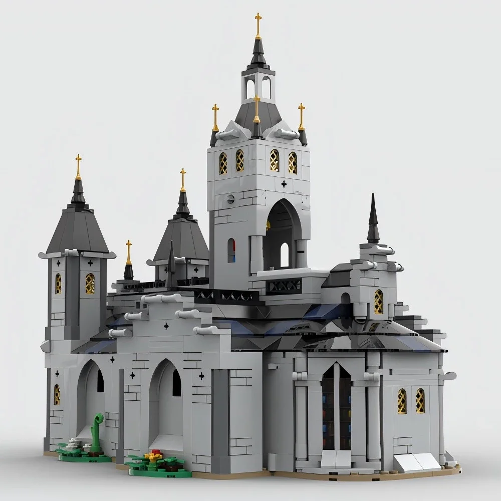 BuildMOC medieval church  Architecture  Building Blocks Imperial Knights Castle Model Bricks DIY Assembled Toy for Kids Gift