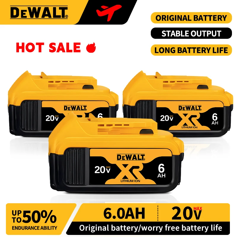 DeWalt tool battery, 20V/60V/2AH/5AH/6AH/9AH rechargeable lithium-ion battery, backup battery for DeWalt power tools,DCB200