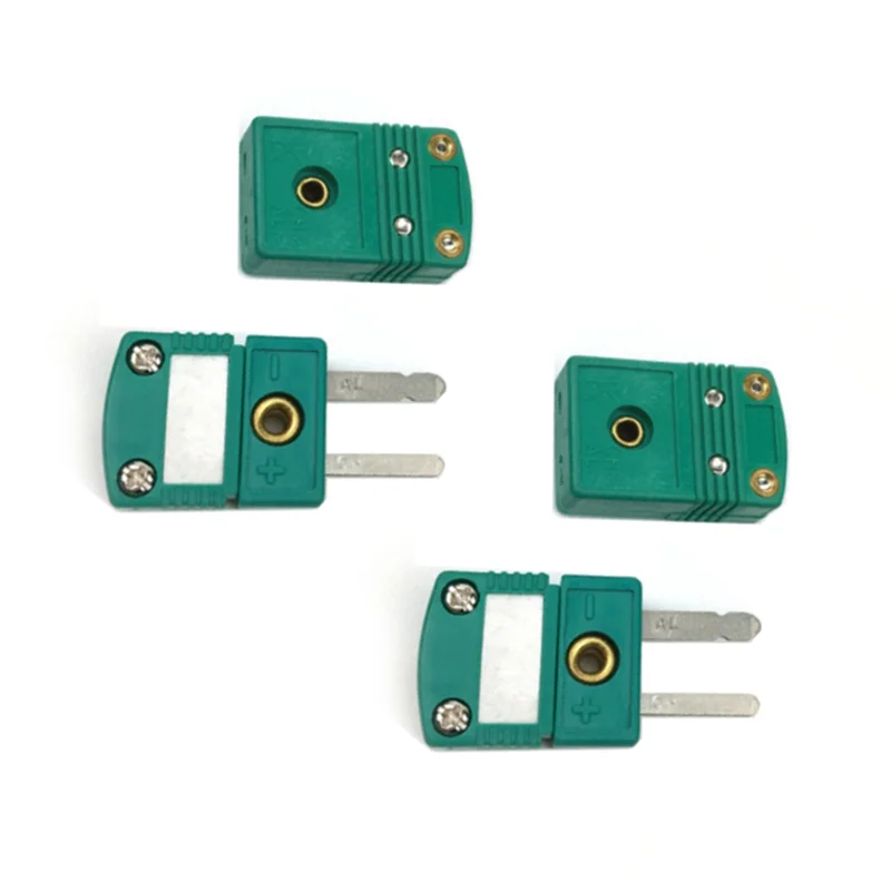 2 Set Mini K Type Thermocouple Wire Connectors Male Female Plug Adapter 200°C(392°F) for Thermocouple Sensor Probe Green