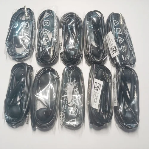 Imagen 1 del producto Auriculares de 10 piezas para Samsung S6/S7, Subwoofer de sintonización remota con micrófono, conector estéreo de 3,5mm, auriculares deportivos con cable en la oreja