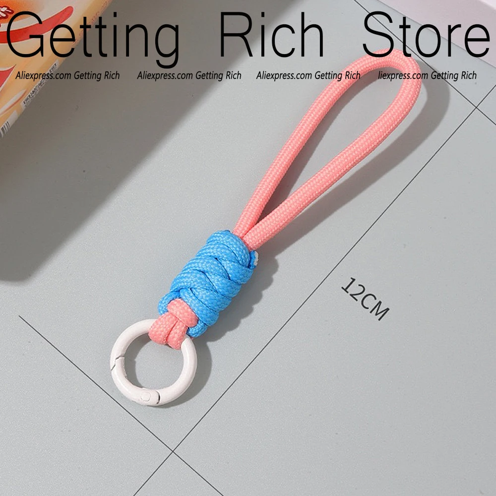 Colorful Paracord Rope Keychain Anti-Lost Short Wrist Lanyard Strap With Keyring For Backpack Phone Key Universal Accessories