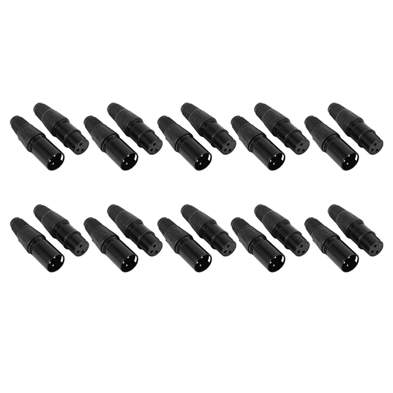 

20 Pairs XLR 3 Pin Microphone Audio Cables Plug Connectors Male Female MIC Snake Plug Cable Connectors-BCBW