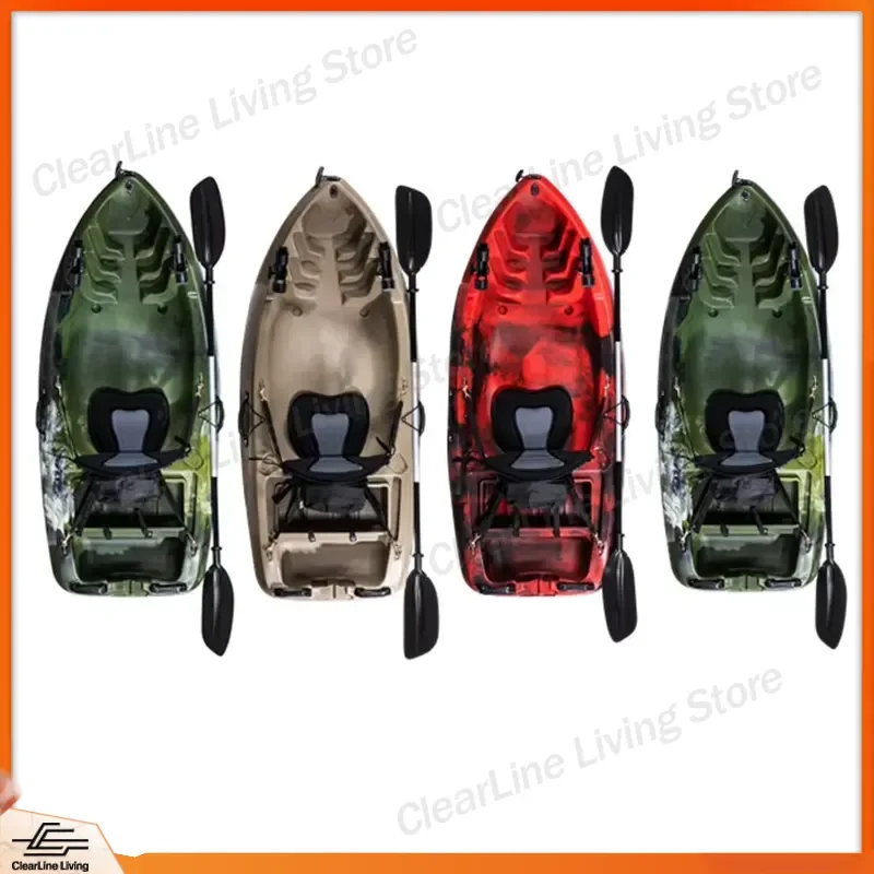 2m Single Pedal Kayak Fishing Boat PE Plastic Canoe for Water Sports Outdoor Recreation Lightweight Durable Small Fishing
