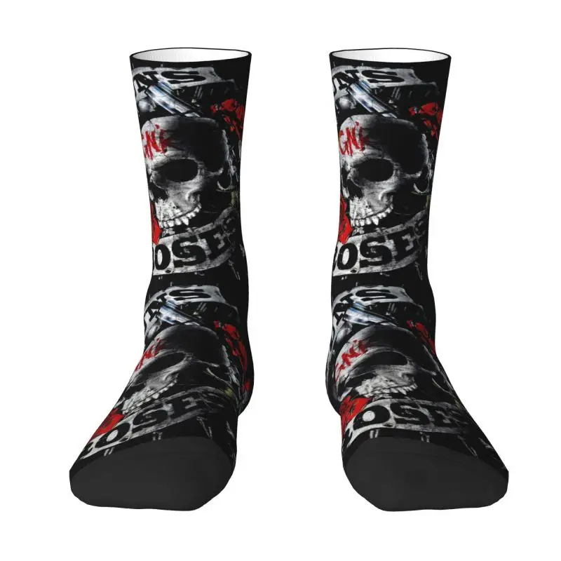 Custom Guns N Roses Heavy Metal Dress Socks Mens Womens Warm Funny Novelty Bullet Logo Crew Socks