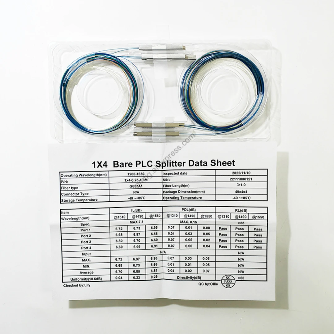 10 Stks/partij 1X2 1X4 1X8 Kleur Glasvezel Plc Splitter Zonder Connector Kabel 250um 0.9Mm Mini Blockless 2,4 Poorten Plc Splitter