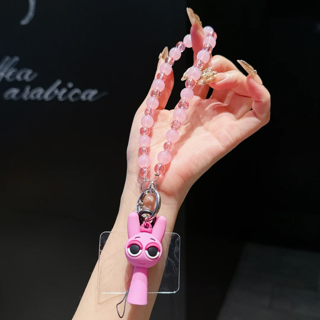 

Lanyard Short Bracelet Straps Keychain Beads Wraist cute doll Design for Mobile Phone Accessories