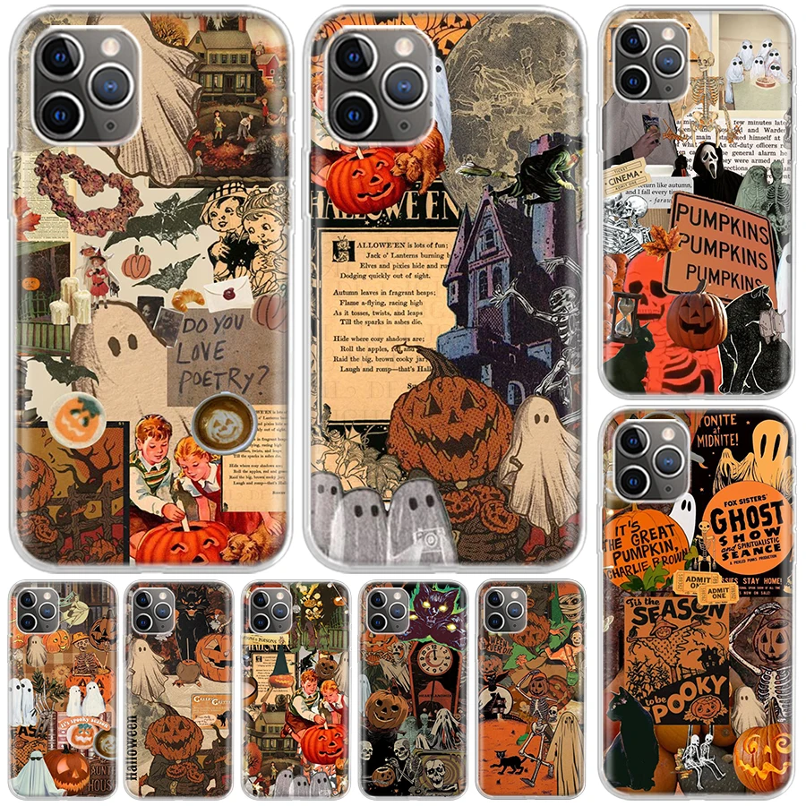 October Fall Halloween Spooky Pumpkin Cover For iPhone 16 15 14 13 12 11 Pro Max Apple Phone Case X XS 7 Plus 8 + Art Customized