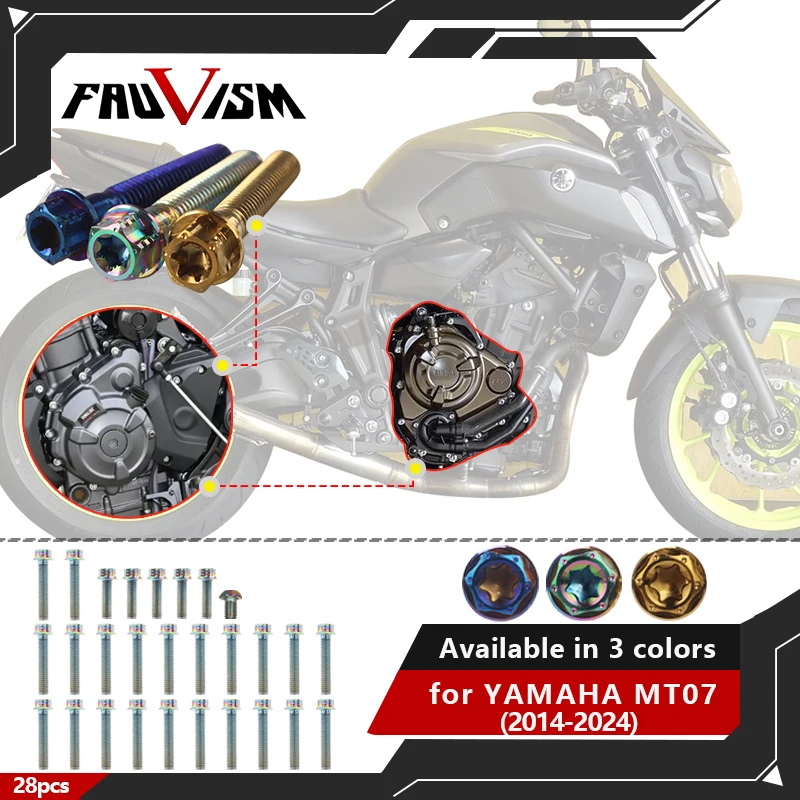 M6 stainless steel bolts suitable for Yamaha MT-07 motorcycle parts screws, FZ07 MT07 motorcycle engine side cover screw kit