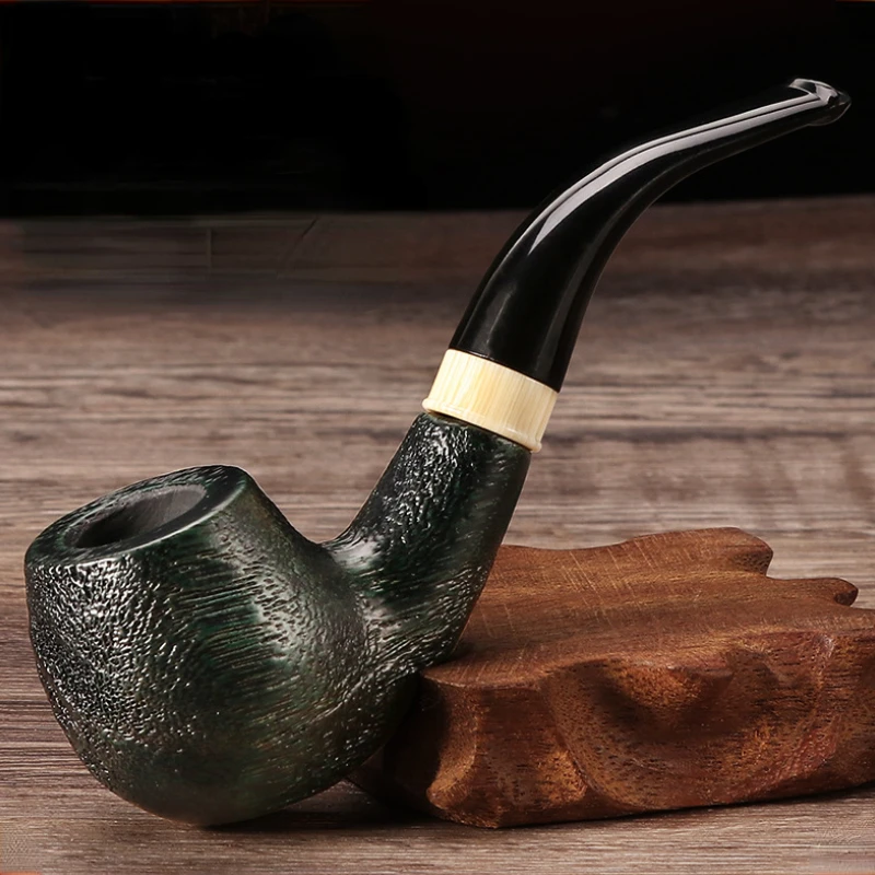 Wooden Tobacco Pipe Bent Type Handmade Retro Smoking Pipe 9mm Filter Pipe Gift for Men