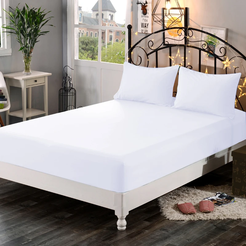 1Pc 100% Polyester Super Soft Solid Fitted Sheet Mattress Cover Four Corners With Elastic Band Bed Sheet