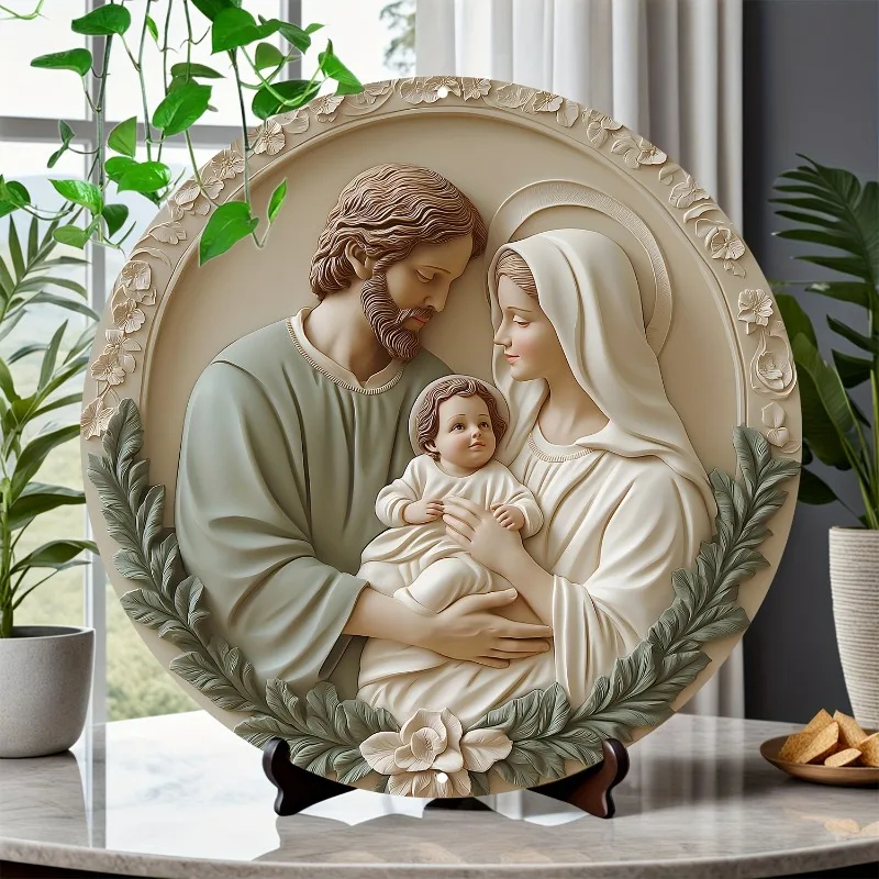 

Creative "Jesus Holy Family" Round 2D Aluminum Logo, Garland Decoration, Home Gifts, Living Room, Bathroom, Bedroom, Decoration