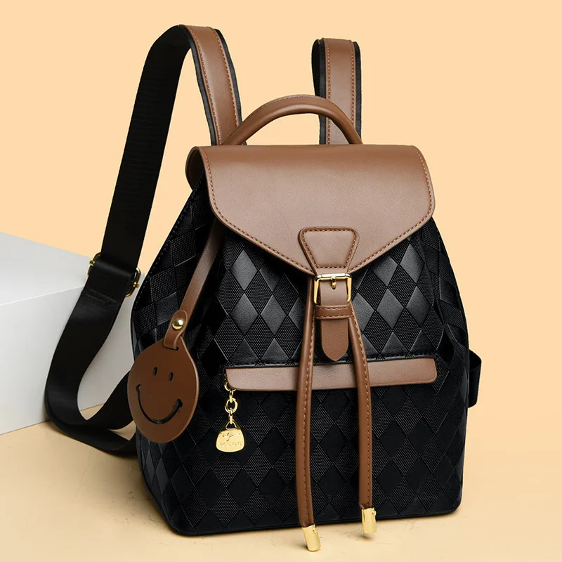 2025 New Women's Backpack - Checkered & Solid Color Casual Office Commuting Bag, Lightweight Travel Backpack with Multi-Pockets