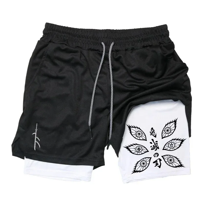 New Running Double Shorts Men's Summer Gym Sports Loose Casual Cycling Hiking Fighting Moisture-Wicking 2-in-1 Harajuku Shorts