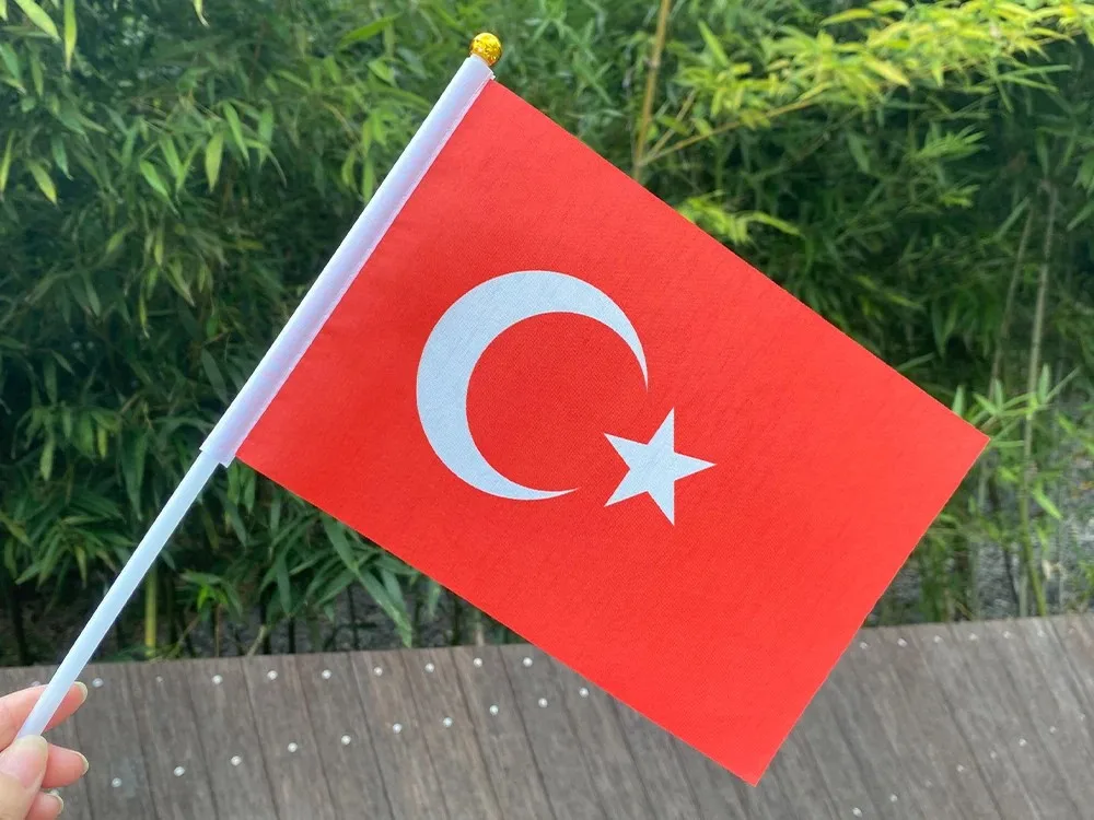 علم يد تركي 14 × 21 سم سارية علم بلاستيكية لأنشطة تزيين العطلات #5