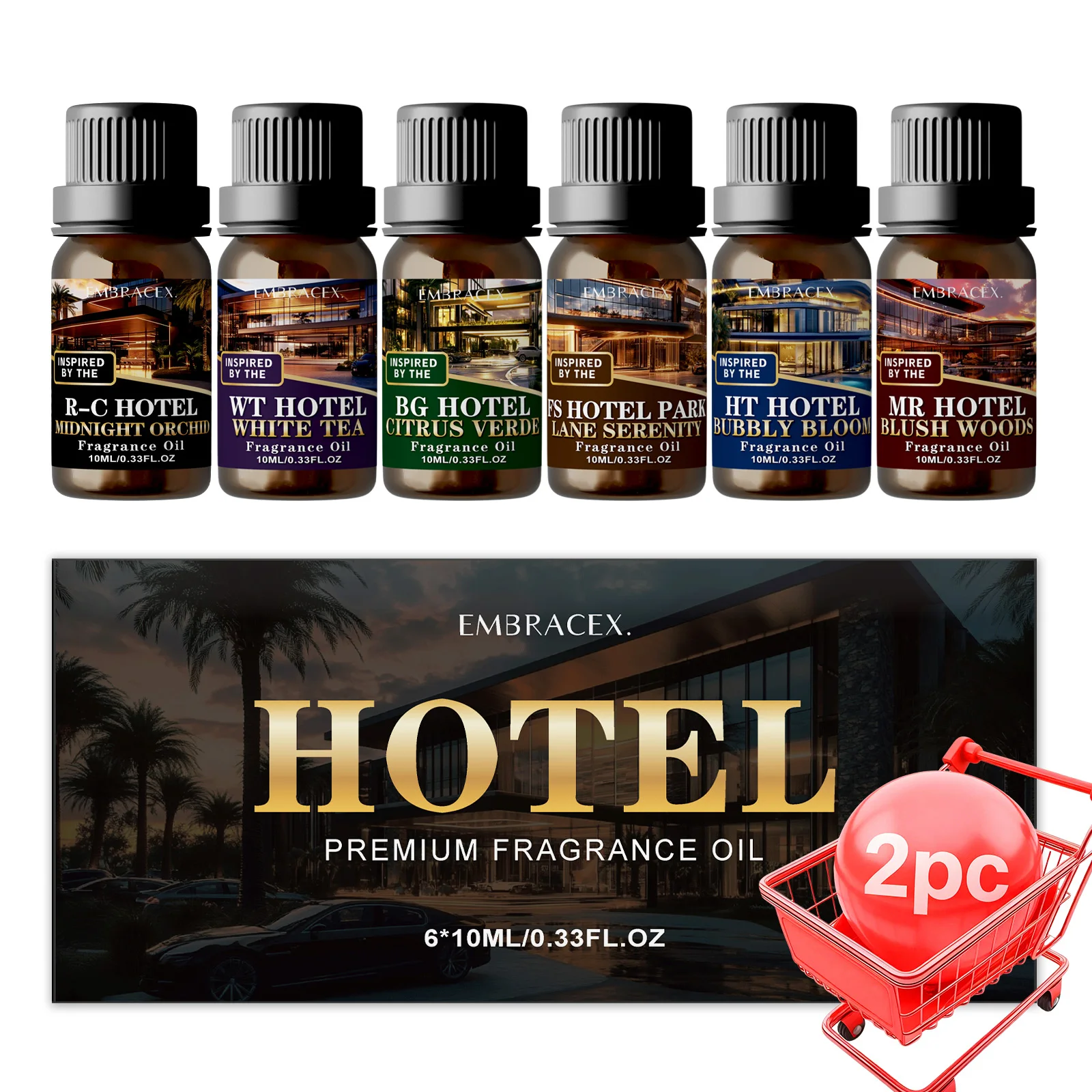 2-teiliges 6*10ml Hotel-Duftöl-Set 5-Sterne-Hotel-Duftspender, für Zuhause, Auto, langanhaltendes Luxus-Aroma, Geschenkset