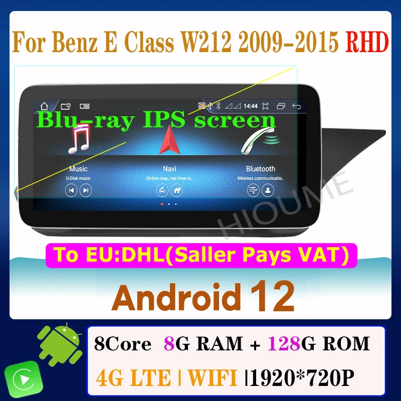 

Car Radio 12.5" / 10.25" Android 12 8 Core 8+128G Multimedia Player GPS Navigation For Mercedes Benz E Class W212 2009 -2015 RHD