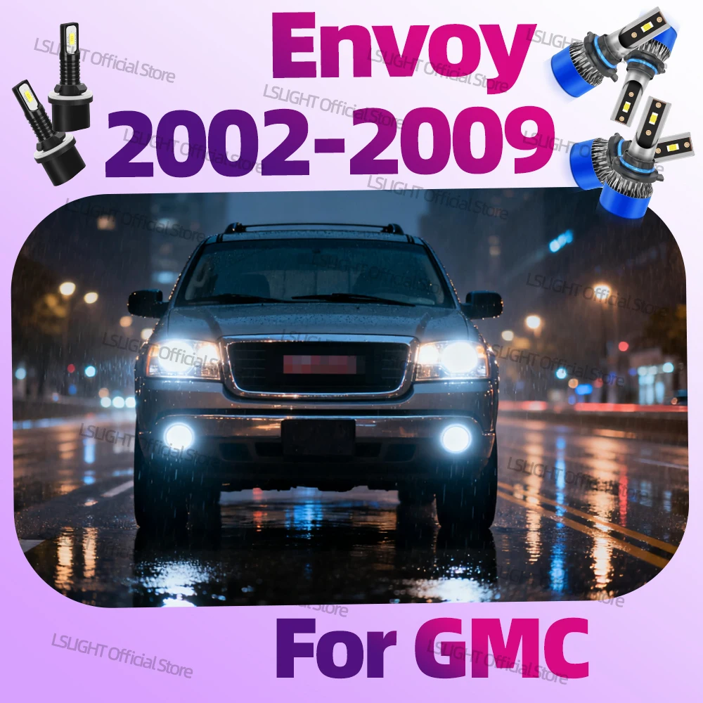 

2/6Pcs LED Headlights 6000K 3570 CSP Fog Light Bulbs For GMC Envoy 2002 2003 2004 2005 2006 2007 2008 2009 Auto Accessories 12V