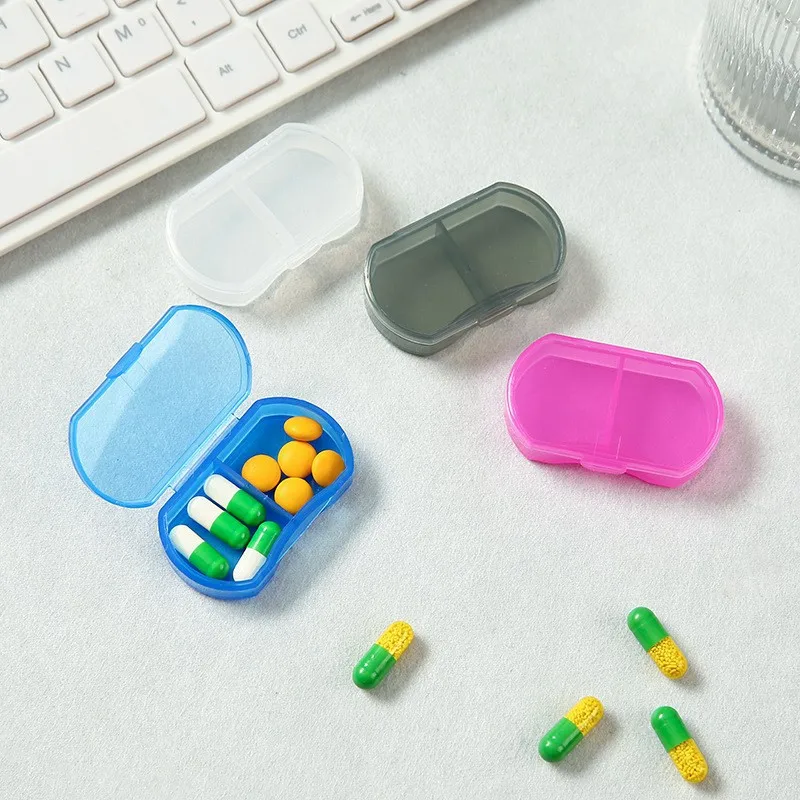 Mini Pill Case Portable Tablet Pill Organizer Case Dispenser Holder Storage Organizer Container Case 2-grids Mini Dispenser