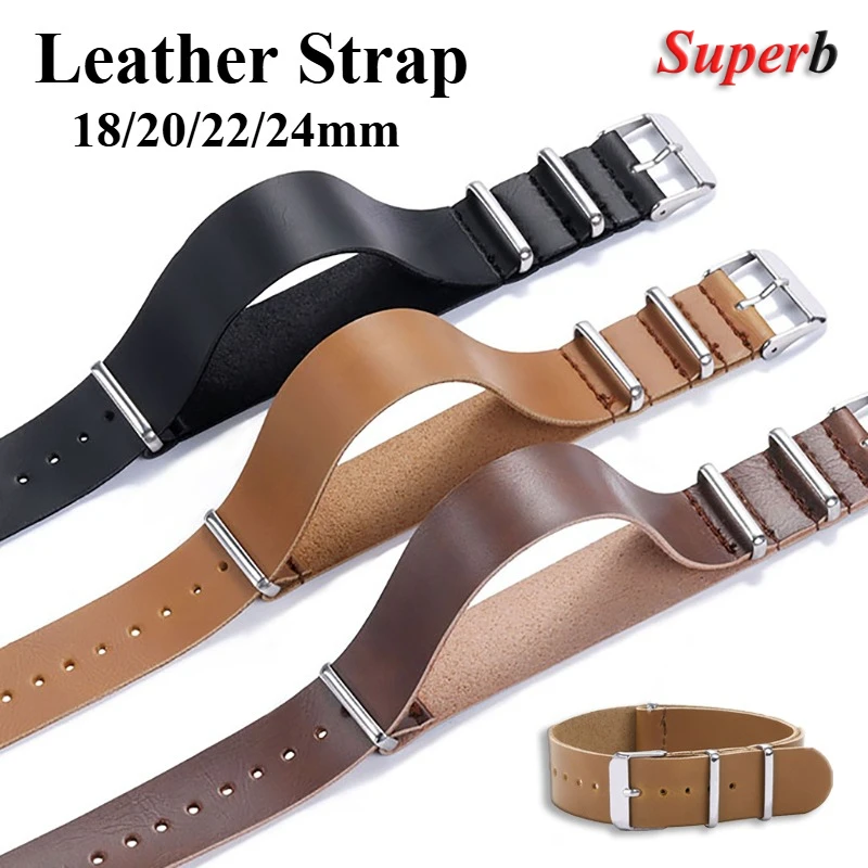 

PU Leather Bracelet for Seiko 18mm 20mm 22mm 24mm Military Watch Band Strap Soft Leather Watch Strap Watch Accessories