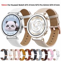 18mm Leather Smart Watch Strap For HUAWEI WATCH GT 5 Pro 42mm GT5 GT 4 41mm Wristbands Rose Gold Buckle Watch Bracelet Wristband