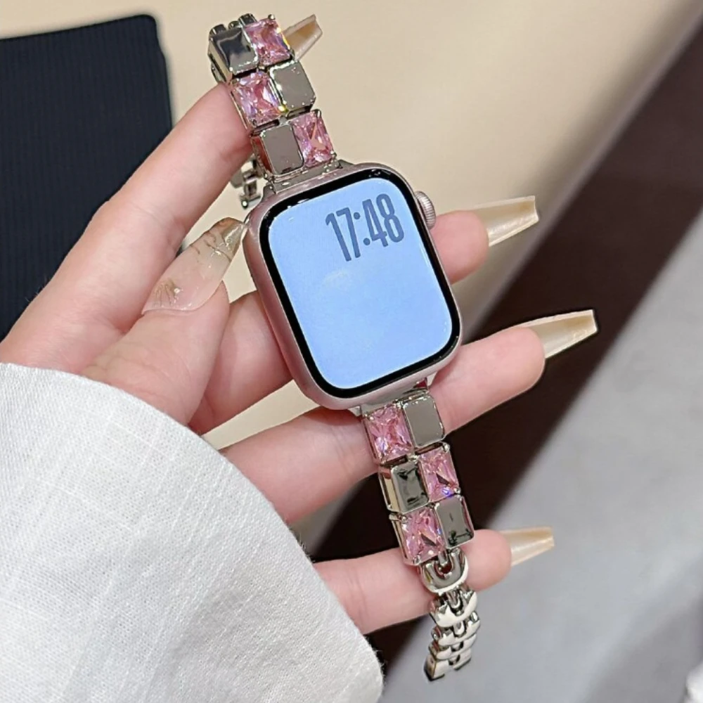 Kupferfarbenes Uhrenarmband mit Schachbrettmuster, kompatibel mit Apple Watch Ultra, SE & Series 1-11, 38-49 mm (Uhr nicht im Lieferumfang enthalten)