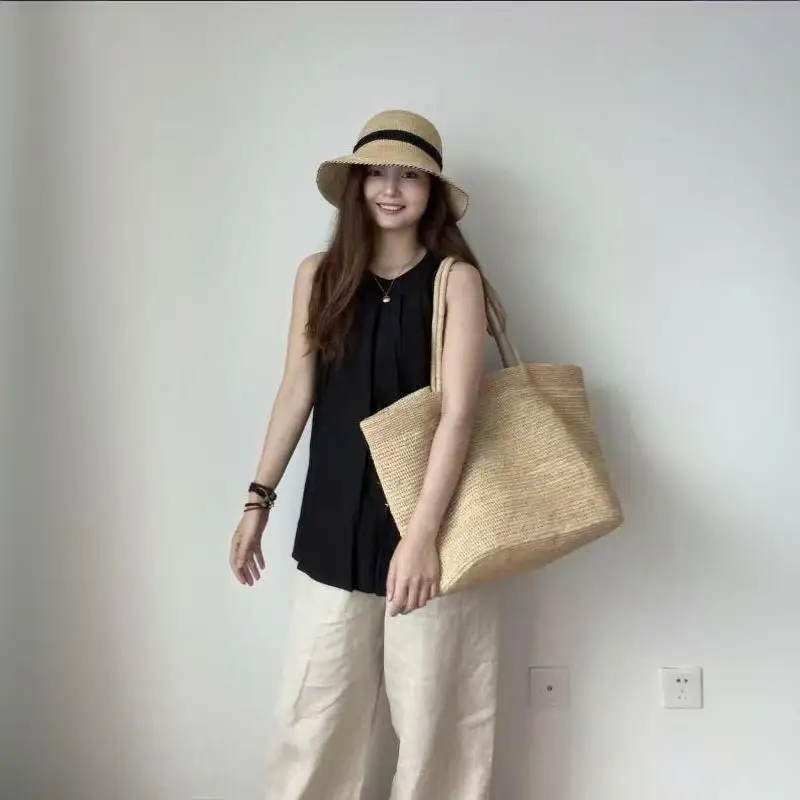 2026 Große handgewebte Raffia-Strohtasche für Damen – Luxuriöse Schultertasche für Freizeit, Sommer, Strand, Reisen und Shopping – Detail 2