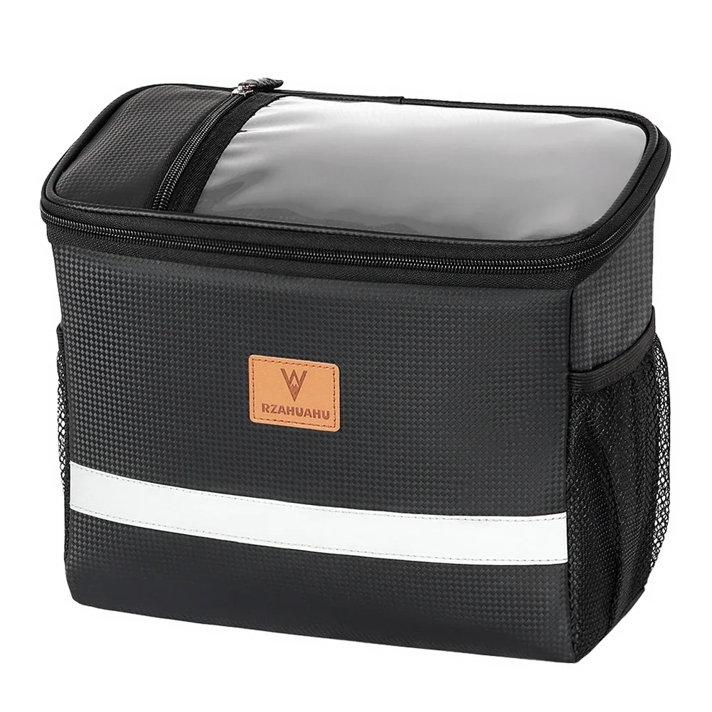 8L Bike Insulated Bag Large Capacity Touch Screen Bike Front Storage Bag Waterproof with Reflective Strip Cycling Accessories