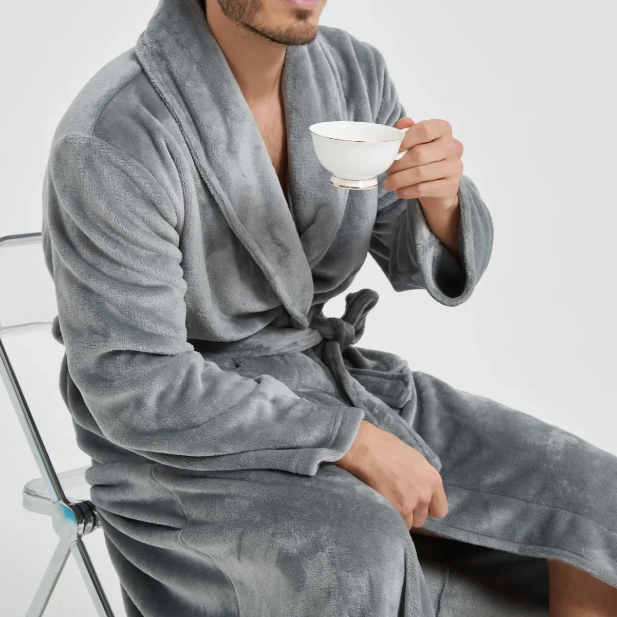 Thicken Kimono Bathrobe Gown Nightgown Men Winter Sleepwear Warm Flannel Mid Long Sleepwear Male Autumn Home Clothes Loungewear