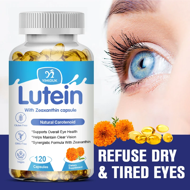 Lutein Zeaxanthin Capsules, for Eye Strain Dry Eyes Eyestrain Support Relieve Stress Macular Health Vision Care