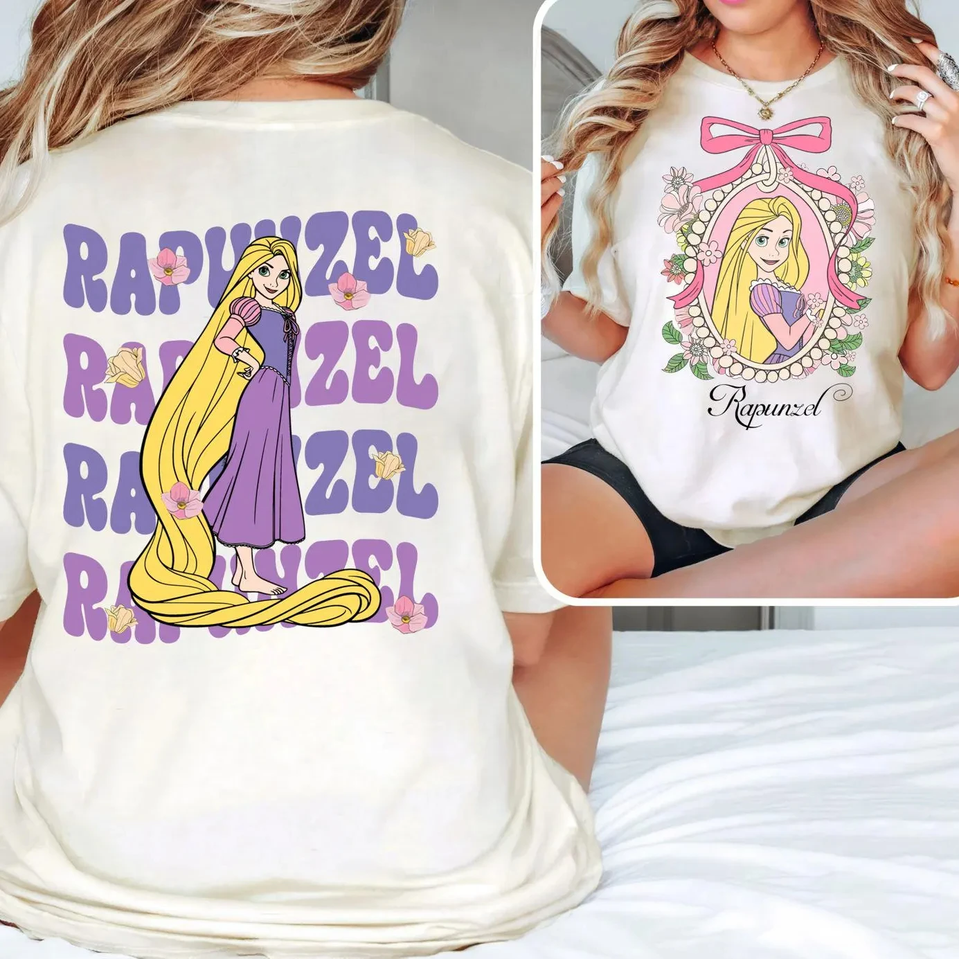 

Retro Comfort Colors Disney Rapunzel Shirt, Coquette Disney Princess Shirt, Disney Girl Trip Shirt, Disney Group Shirt