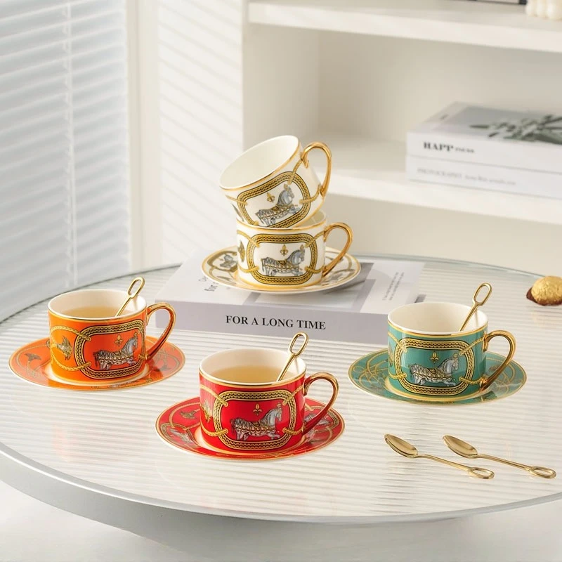 

Нежный набор чашек и блюдец из костяного фарфора, двойной сервис для послеобеденного чая и молока для завтрака в подарочной упаковке