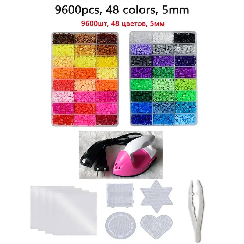 24/72 colors box set hama beads toy 2.6/5mm perler educational Kids 3D puzzles diy toys fuse beads pegboard sheets ironing paper