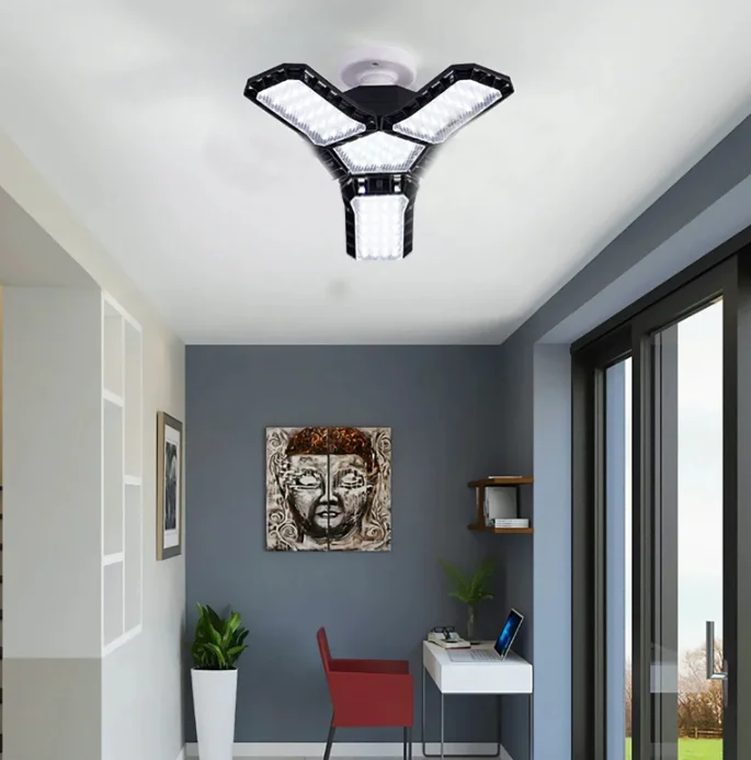 1PC multifunctional LED ceiling lamp |3 panel dimmable sunlight deformable garage/shop/home/basement lighting adaptation