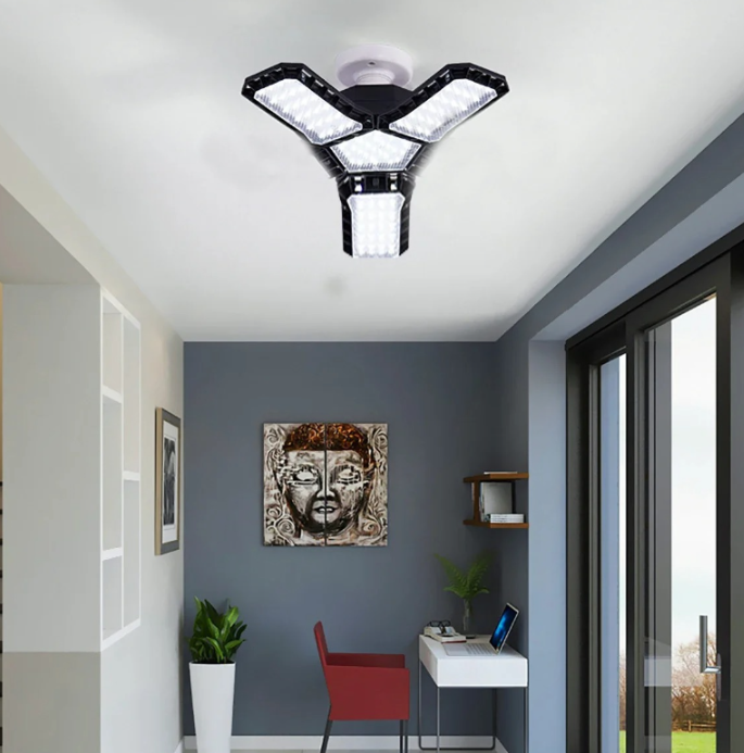  1PC multifunctional LED ceiling lamp |3 panel dimmable sunlight deformable garage/shop/home/basement lighting adaptation 