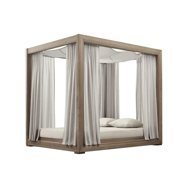 Outdoor courtyard open-air leisure double bed B & B hotel clubhouse solid wood bed