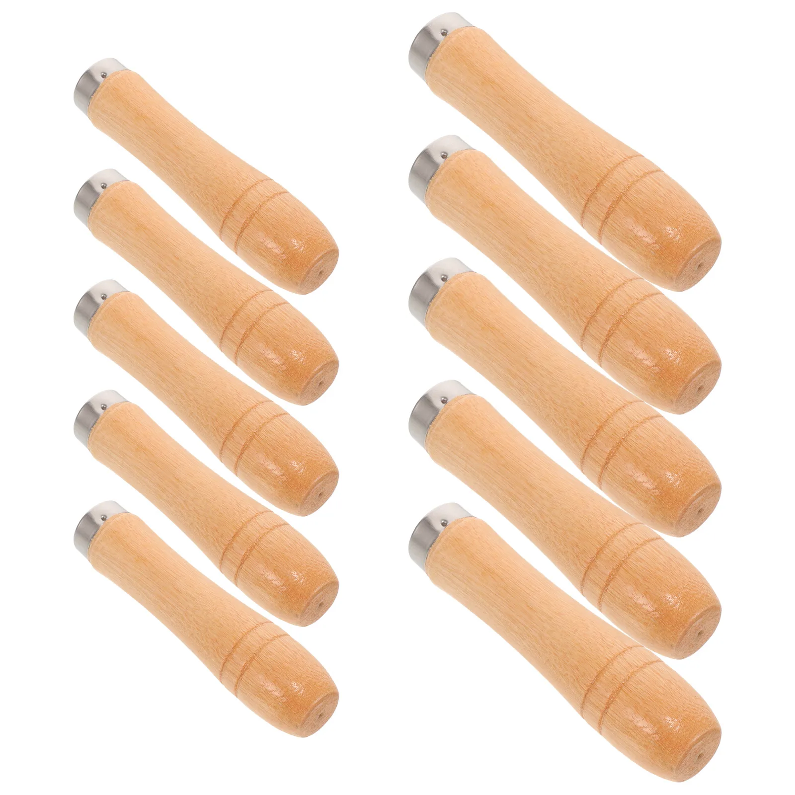 

10pcs Wooden File Handles Ergonomic Durable Sturdy Metal Ring Portable Craft Tools Replacement for Hand Operated Workmanship